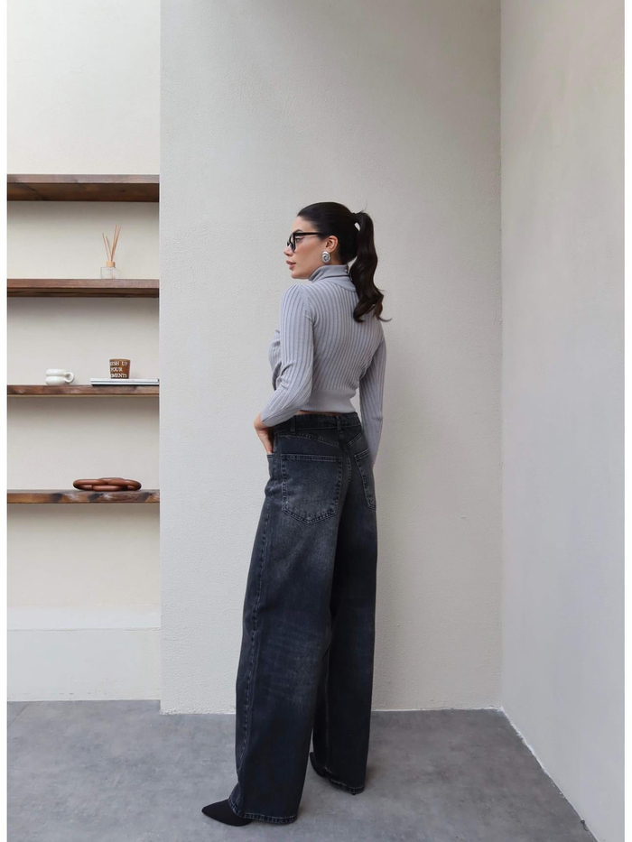 Bel Katlama Geniş Paça Jean