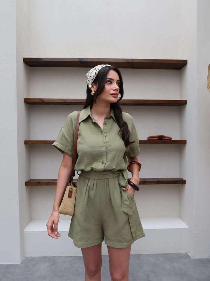 Bel Kuşaklı Mini Tulum