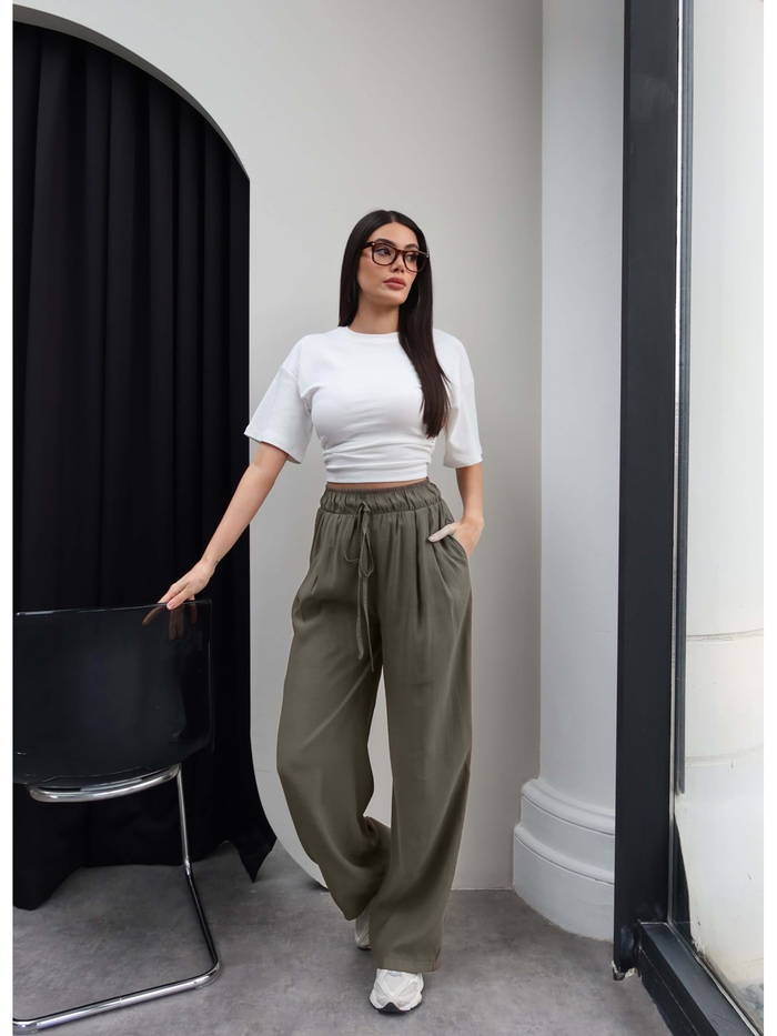 Bel Lastik Geniş Paça Pantolon