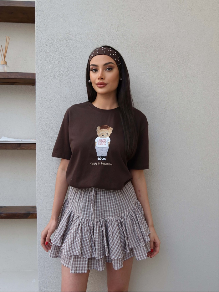 Bel Lastikli Fırfırlı Mini Etek