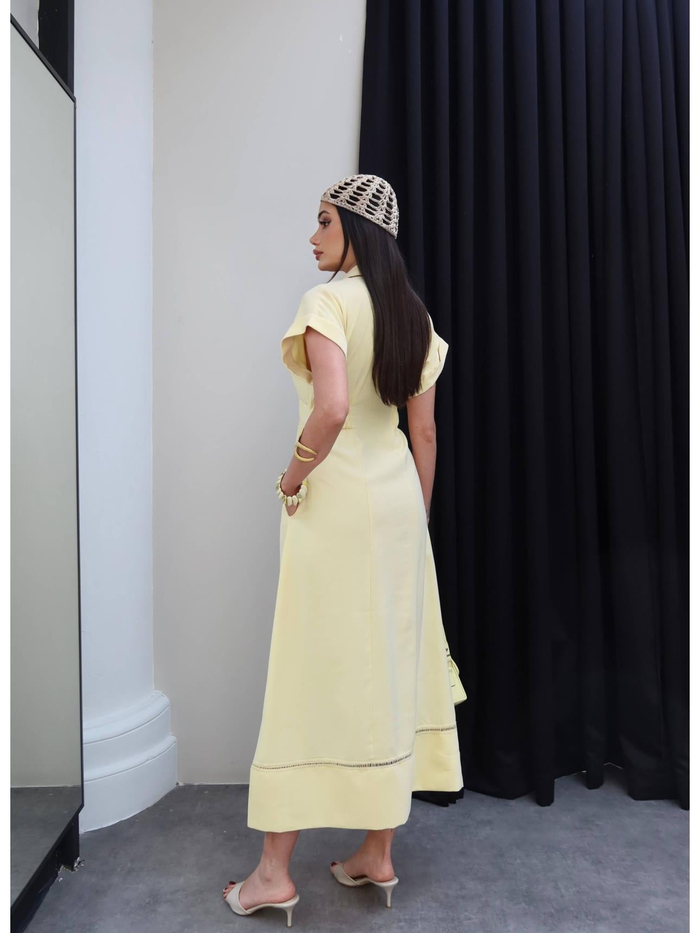 Bel Lastikli Gömlek Elbise