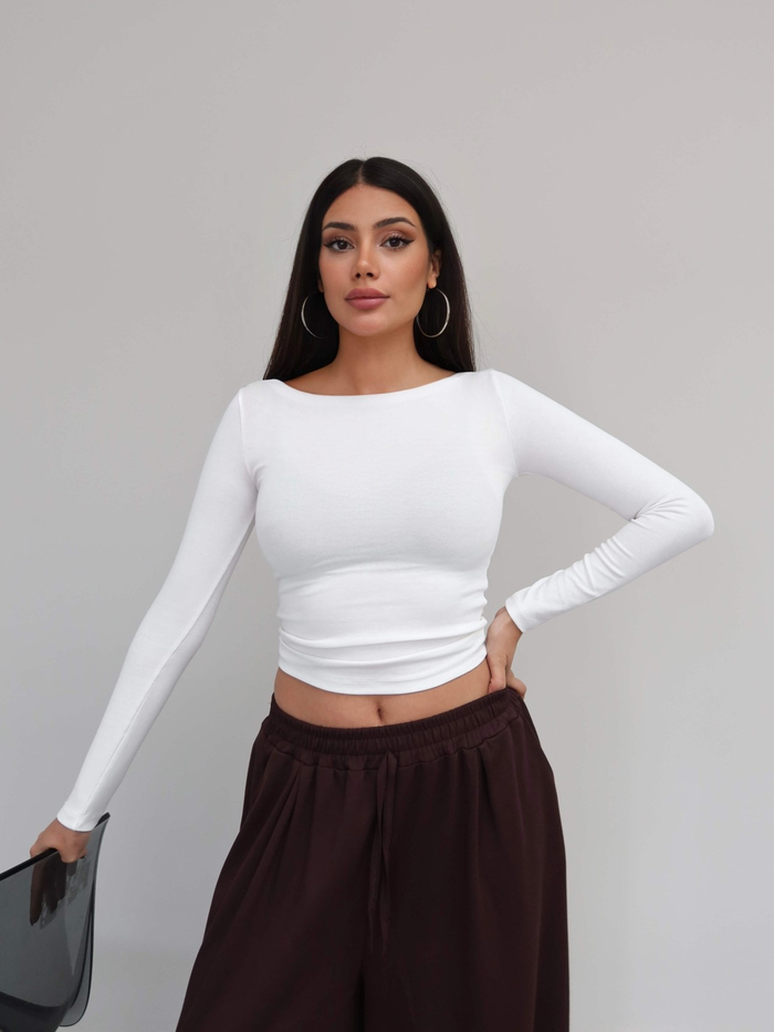 Bel Lastikli Modal Geniş Paça Pantolon