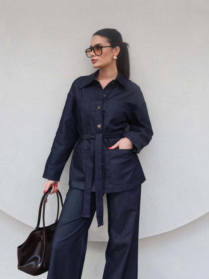 Belden Bağlamalı Tensel Denim Takım