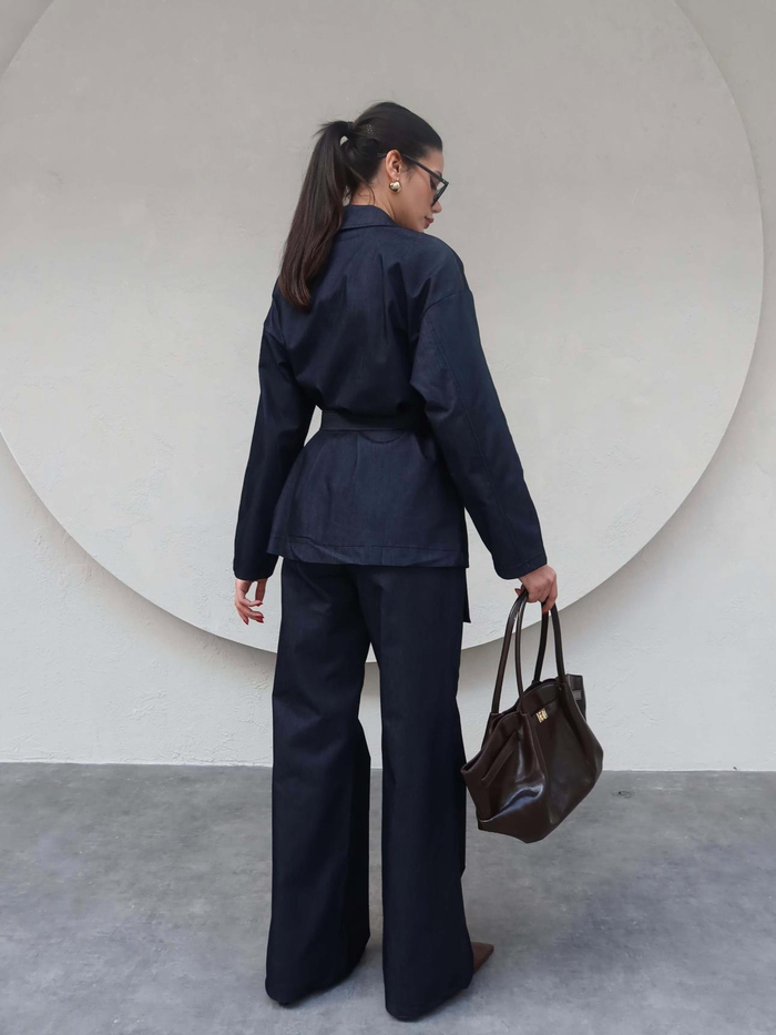 Belden Bağlamalı Tensel Denim Takım