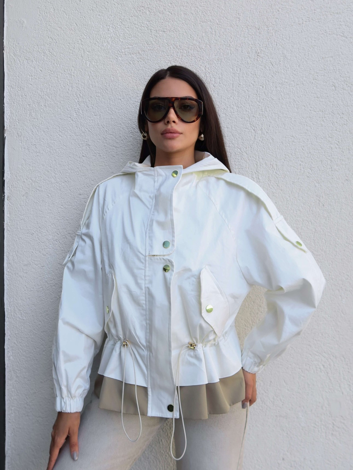 Beli Lastikli Kapüşonlu Trench
