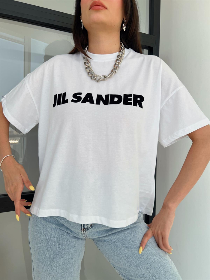 Beyaz Baskılı Salaş Tshirt