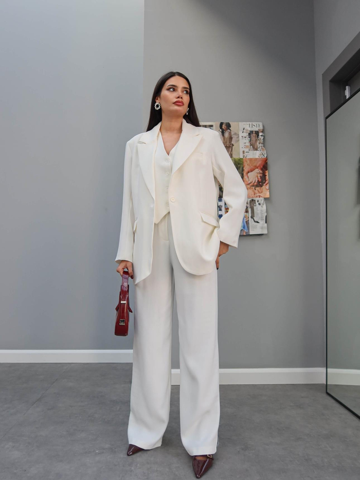 Beyaz Casual Blazer Ceket