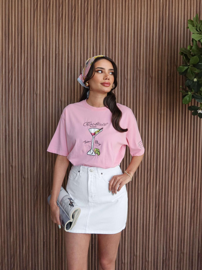 Beyaz Mini Denim Etek