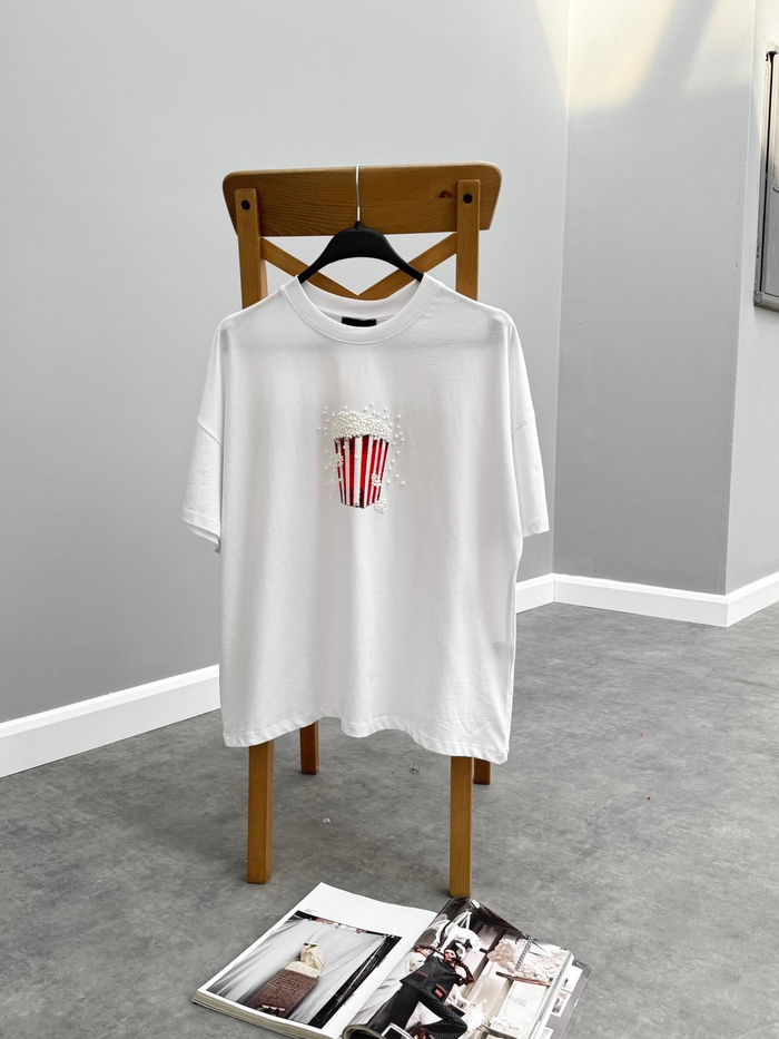 Beyaz PopCorn Baskılı Tshirt