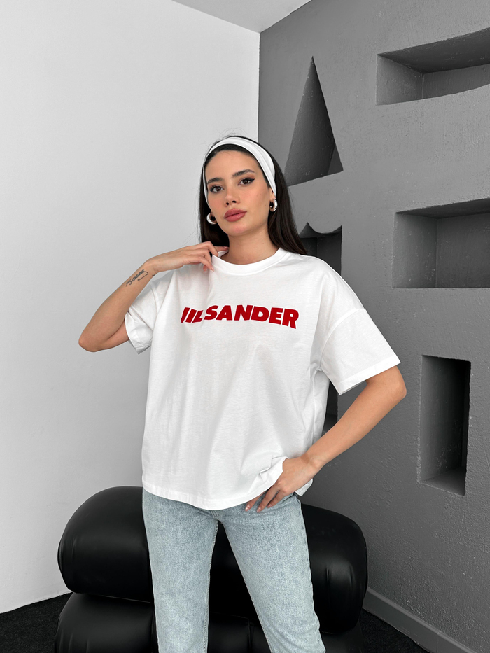 Beyaz Sander Baskılı Tshirt