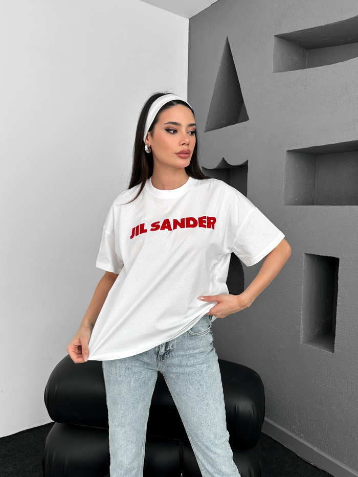 Beyaz Sander Baskılı Tshirt