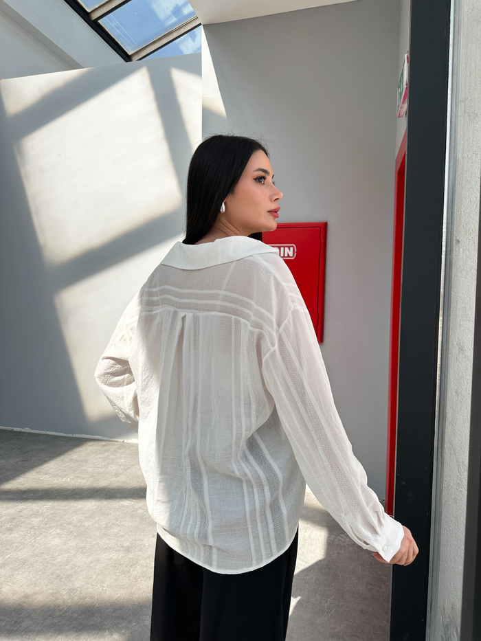 Beyaz Transparan Oversize Gömlek