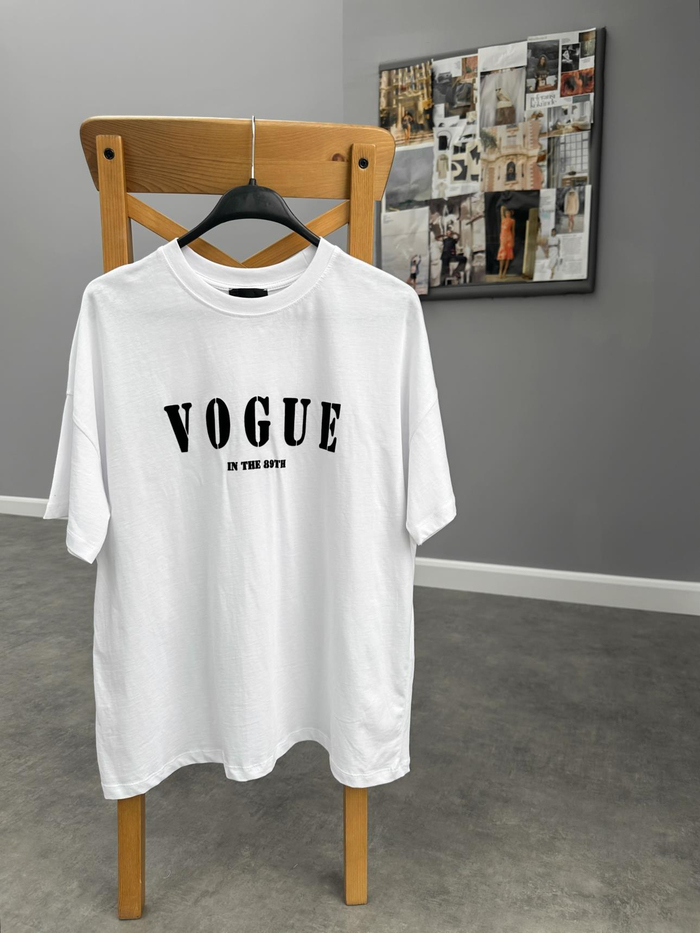 Beyaz Vog Baskılı Tshirt