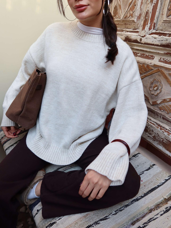 Bisiklet Yaka Basic Triko Kazak