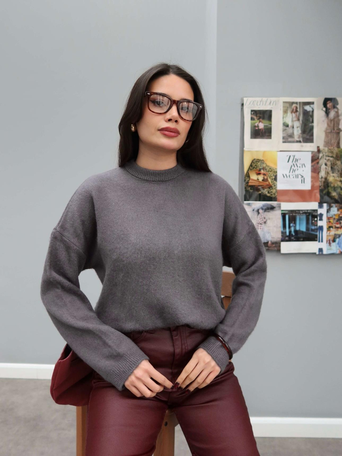 Bisiklet Yaka Basic Yün Kazak