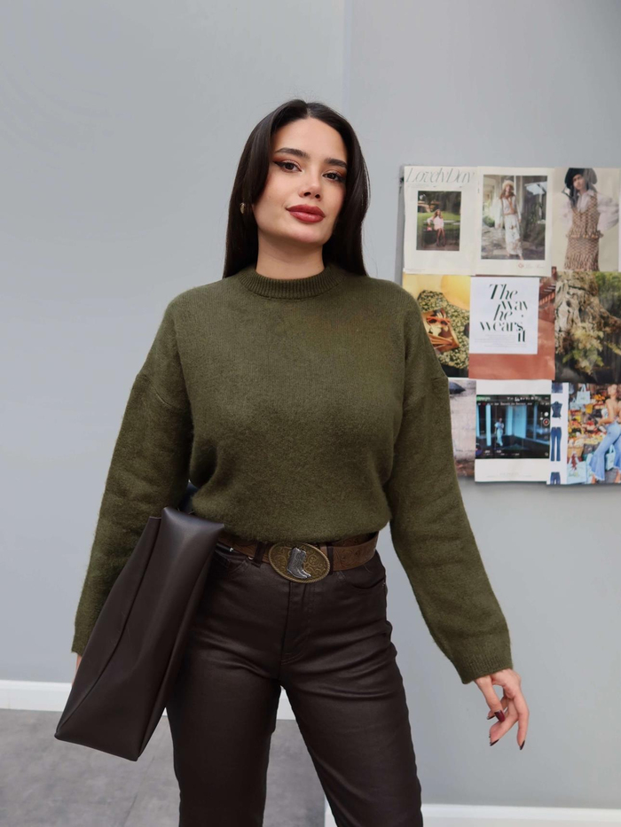 Bisiklet Yaka Basic Yün Kazak