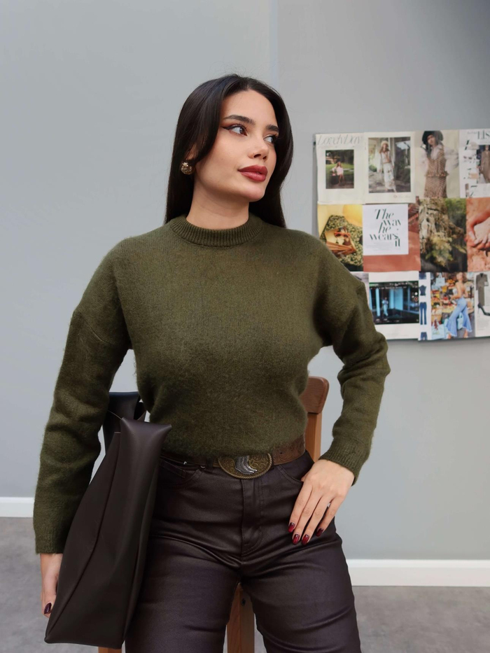 Bisiklet Yaka Basic Yün Kazak