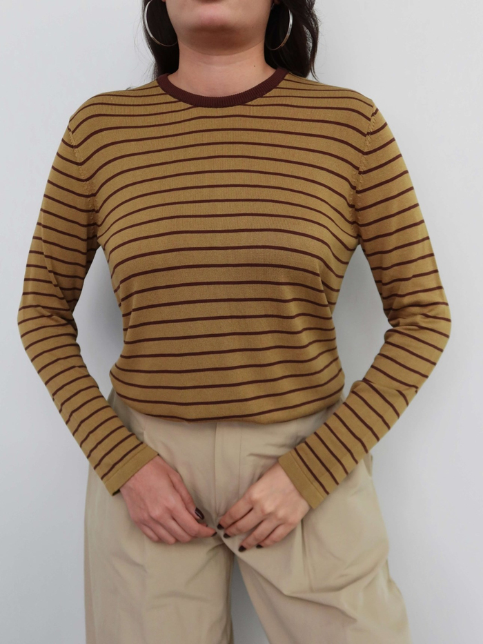 Bisiklet Yaka Çizgili Oversize Kazak