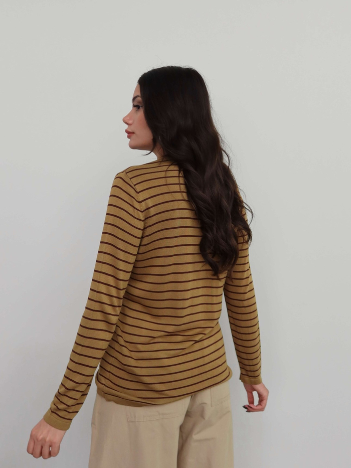 Bisiklet Yaka Çizgili Oversize Kazak
