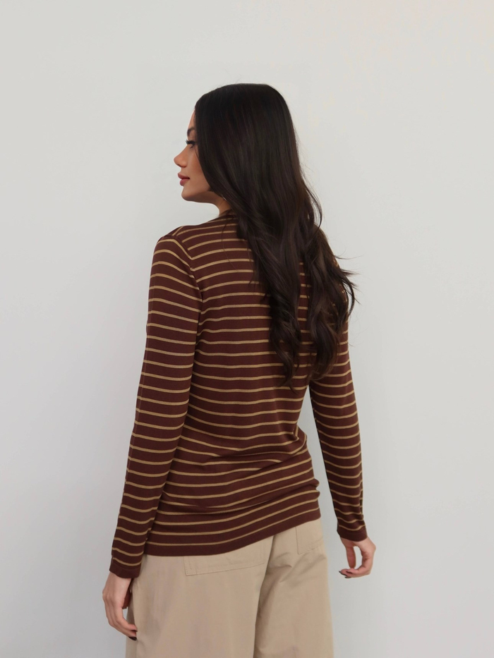 Bisiklet Yaka Çizgili Oversize Kazak