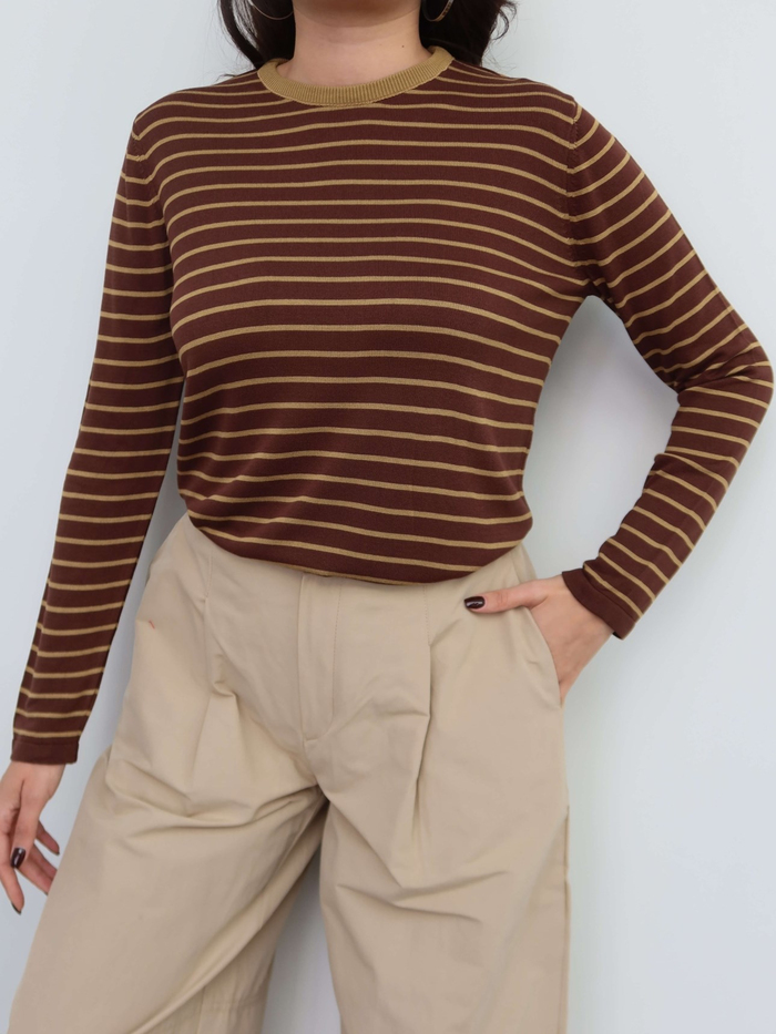 Bisiklet Yaka Çizgili Oversize Kazak