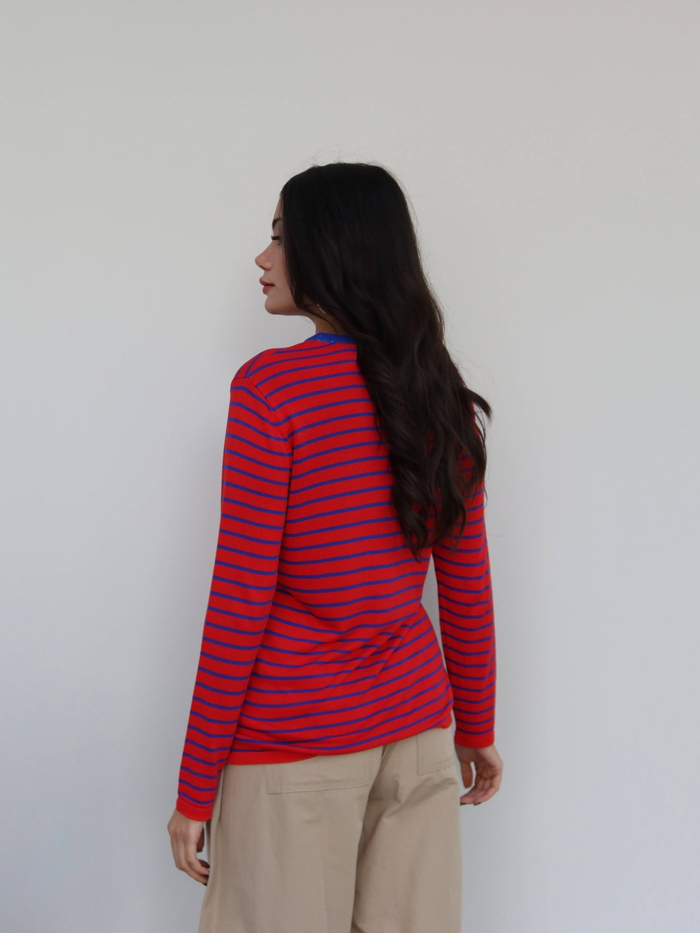 Bisiklet Yaka Çizgili Oversize Kazak