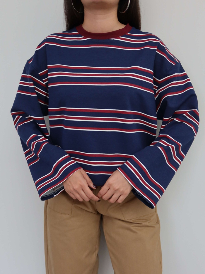 Bisiklet Yaka Çizgili Sweatshirt