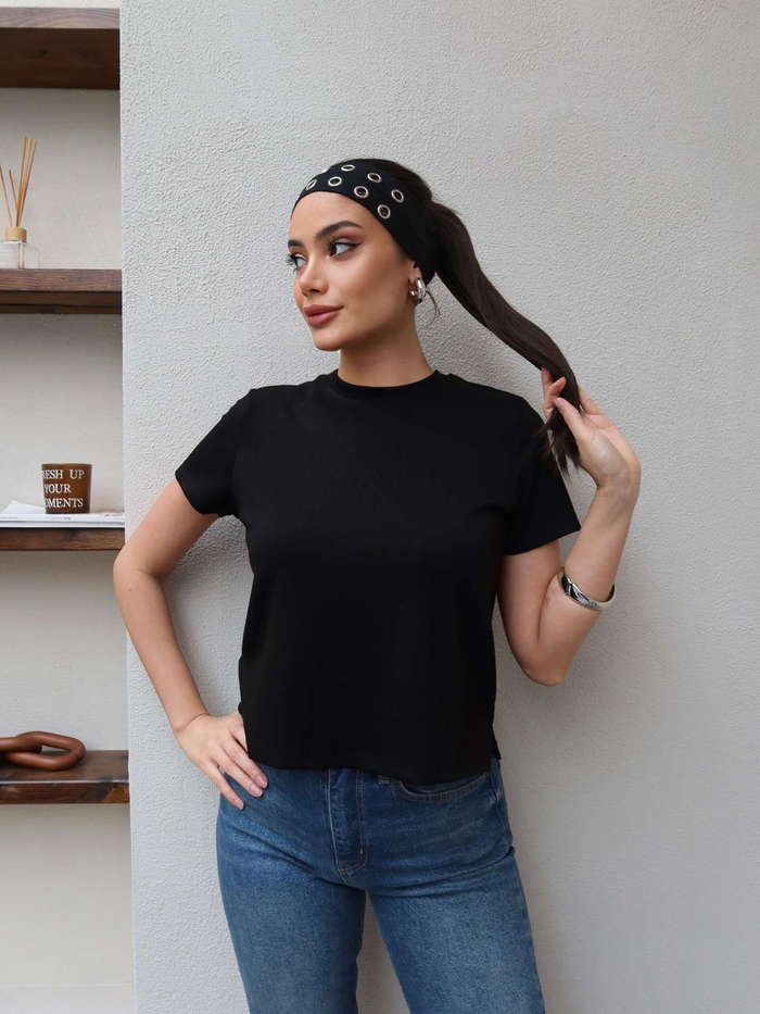 Bisiklet Yaka Düz Tshirt