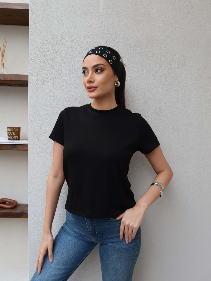 Bisiklet Yaka Düz Tshirt