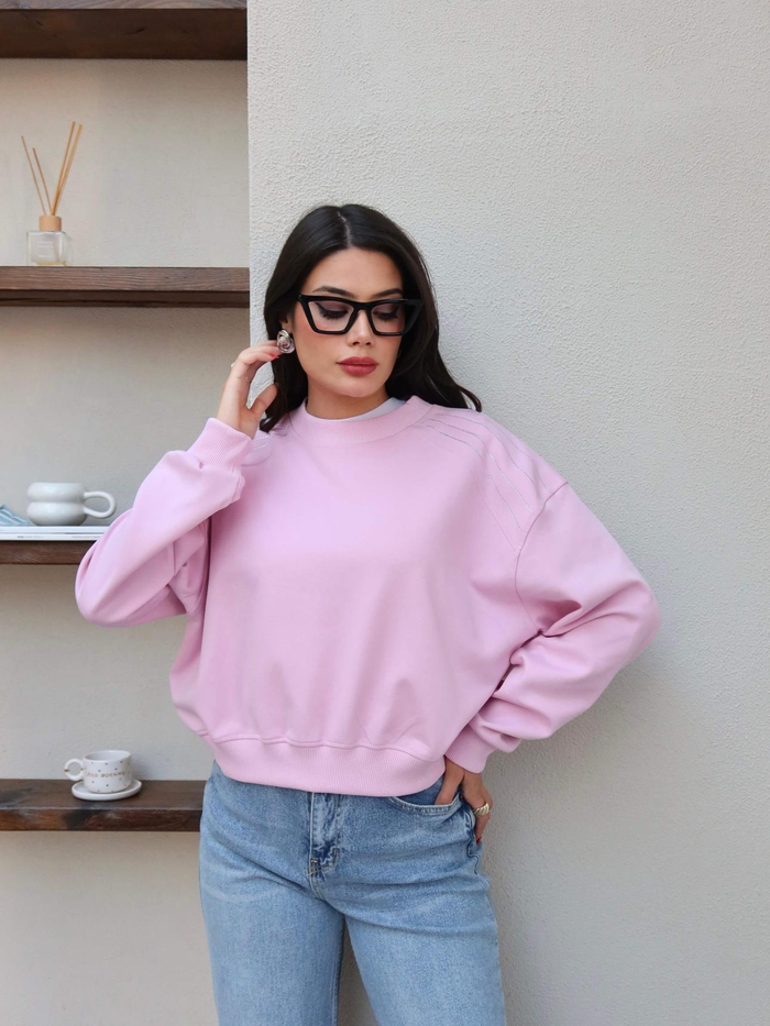 Bisiklet Yaka Omuz Taşlı Sweat