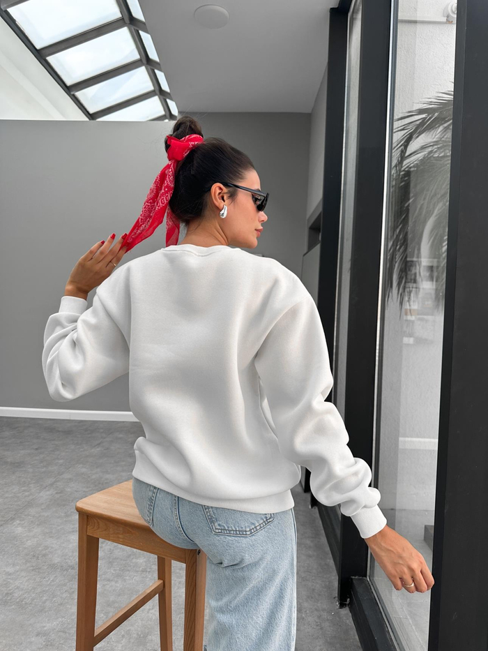 Bisiklet Yaka Oversize Basic Sweatshirt