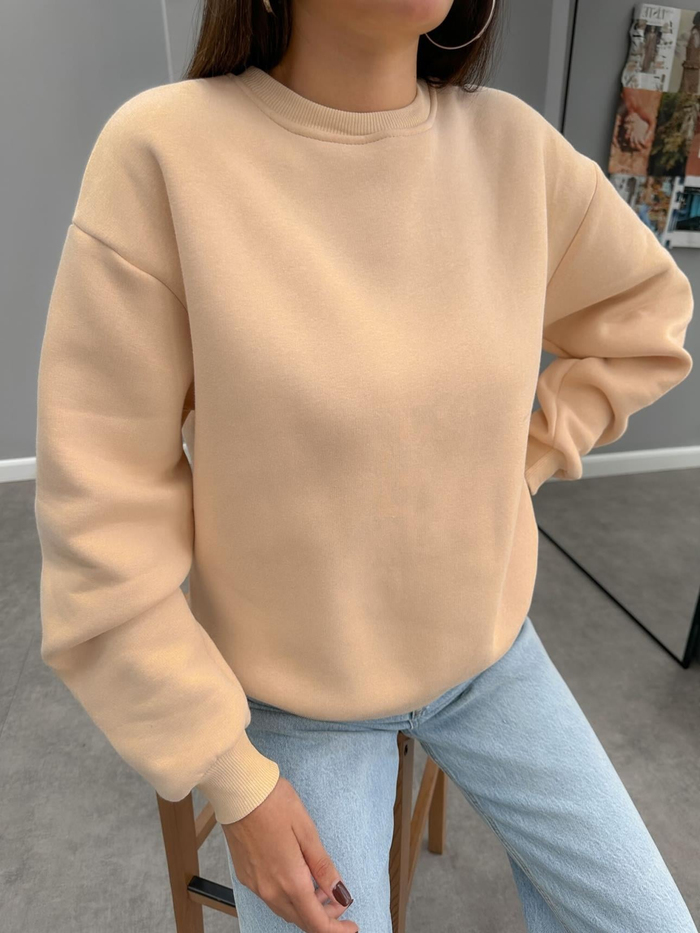 Bisiklet Yaka Oversize Basic Sweatshirt