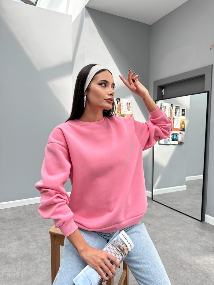 Bisiklet Yaka Oversize Basic Sweatshirt