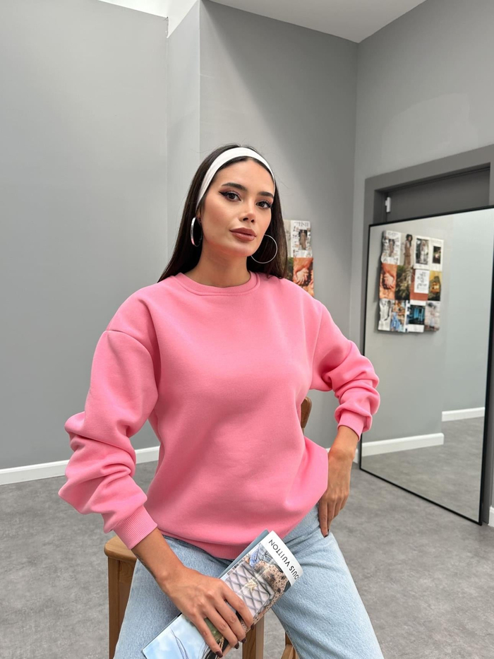 Bisiklet Yaka Oversize Basic Sweatshirt