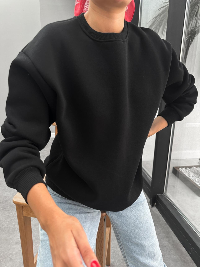 Bisiklet Yaka Oversize Basic Sweatshirt
