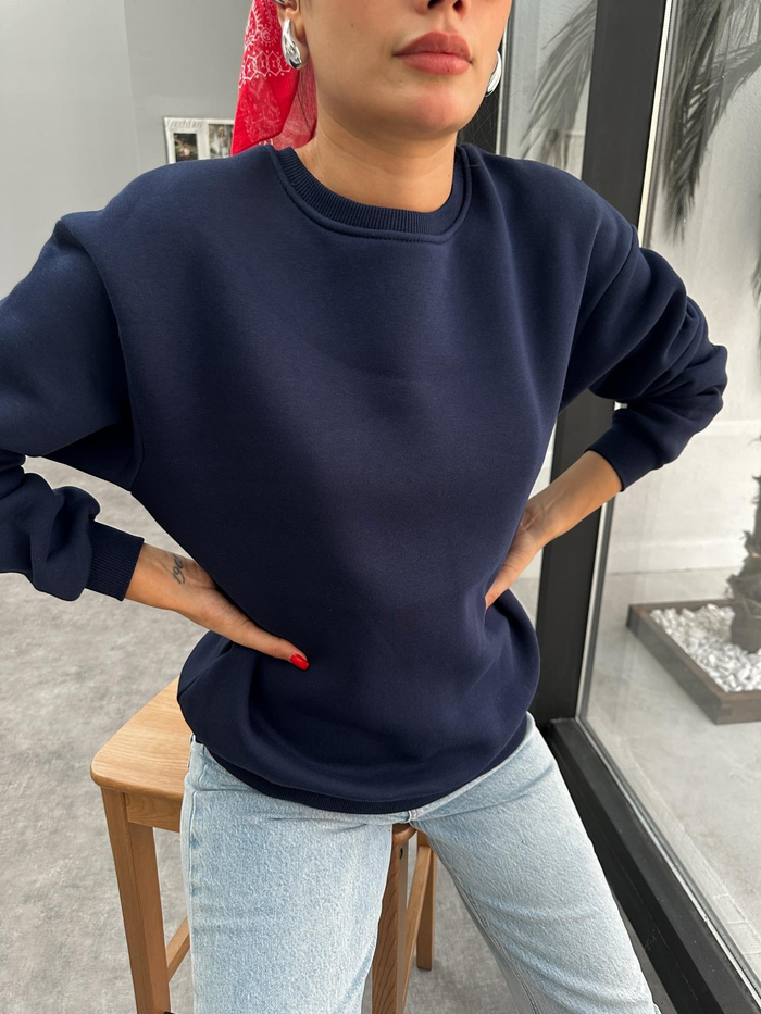 Bisiklet Yaka Oversize Basic Sweatshirt