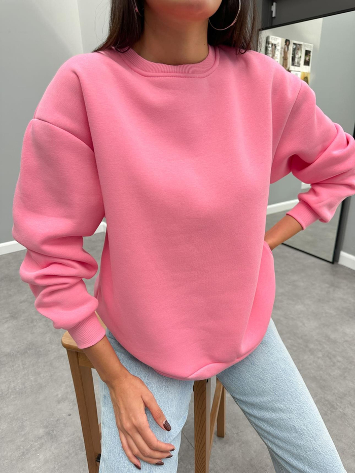 Bisiklet Yaka Oversize Basic Sweatshirt