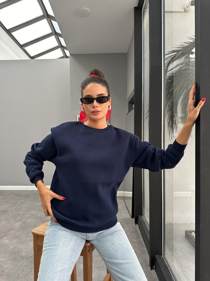 Bisiklet Yaka Oversize Basic Sweatshirt