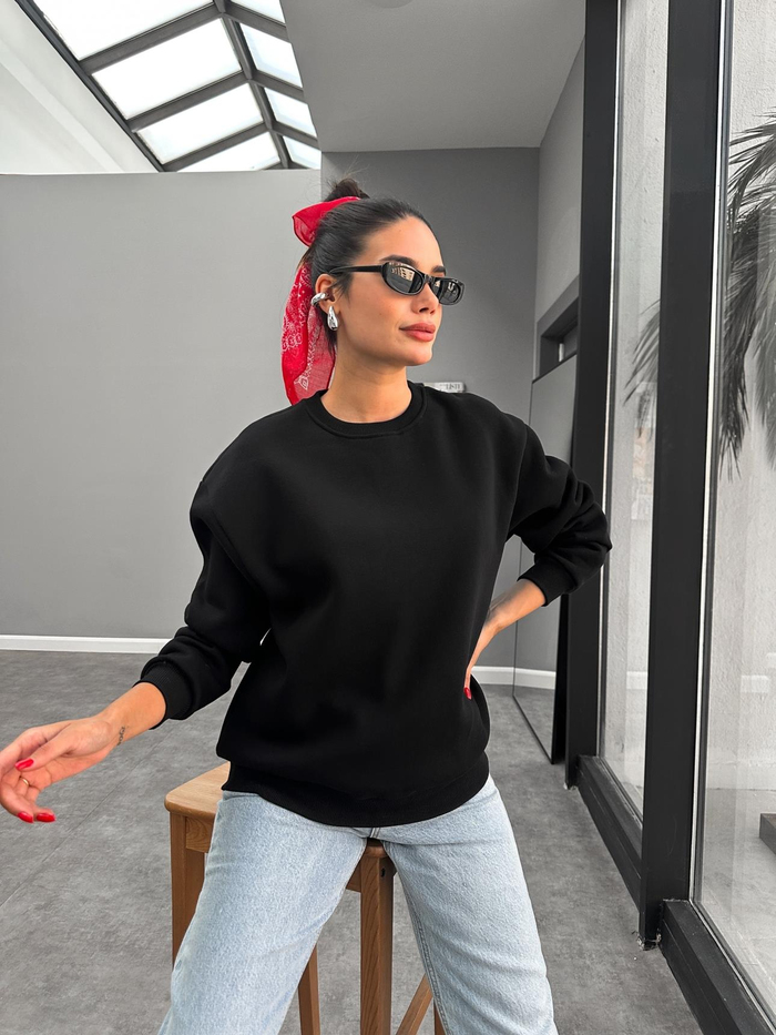 Bisiklet Yaka Oversize Basic Sweatshirt