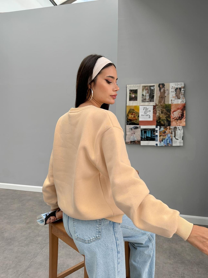 Bisiklet Yaka Oversize Basic Sweatshirt