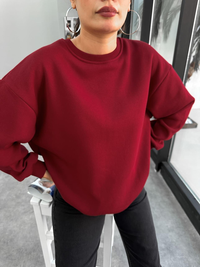 Bisiklet Yaka Oversize Basic Sweatshirt