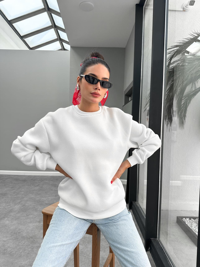 Bisiklet Yaka Oversize Basic Sweatshirt