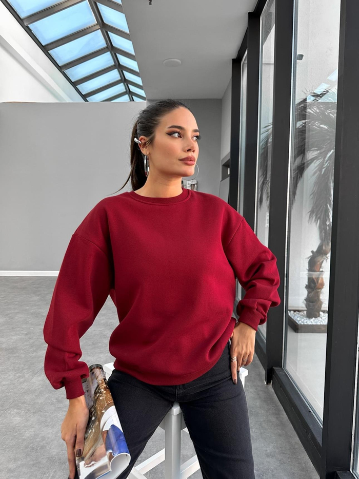 Bisiklet Yaka Oversize Basic Sweatshirt