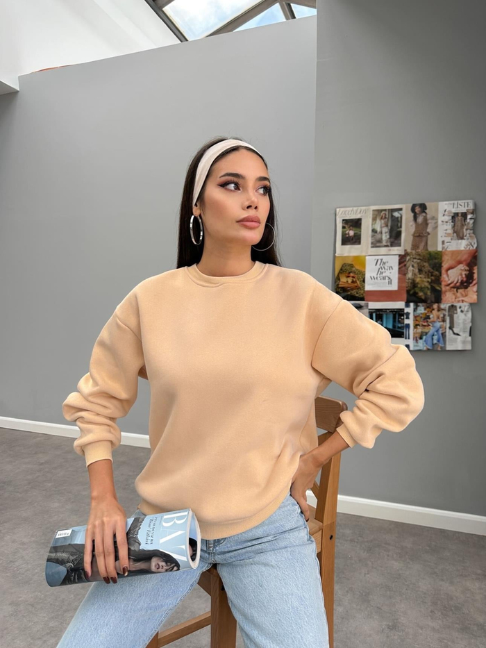 Bisiklet Yaka Oversize Basic Sweatshirt