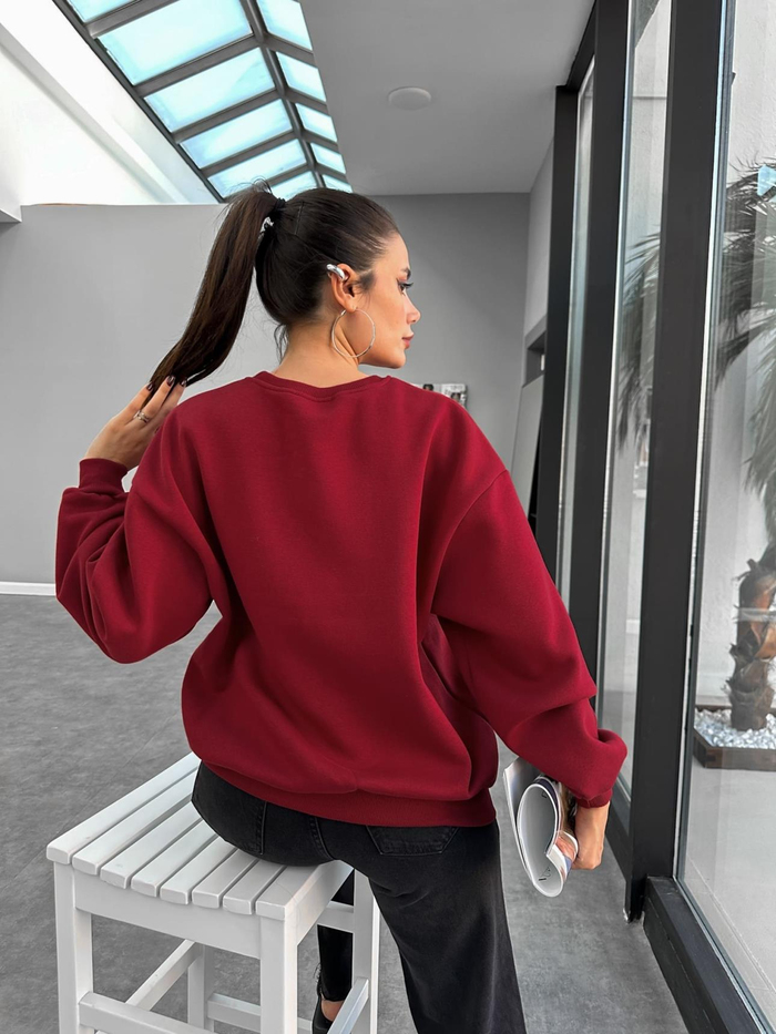 Bisiklet Yaka Oversize Basic Sweatshirt