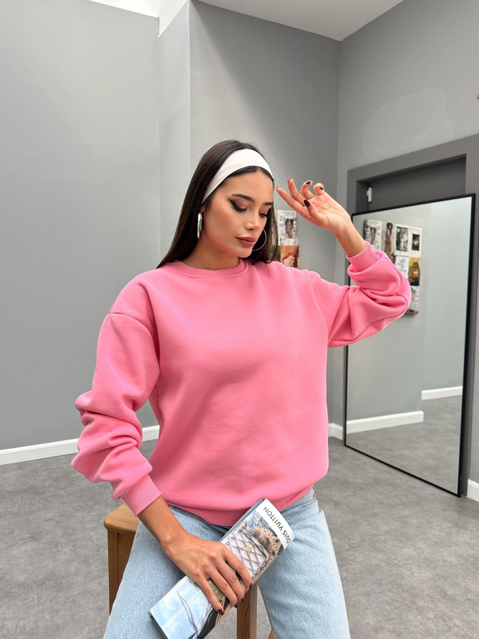 Bisiklet Yaka Oversize Basic Sweatshirt