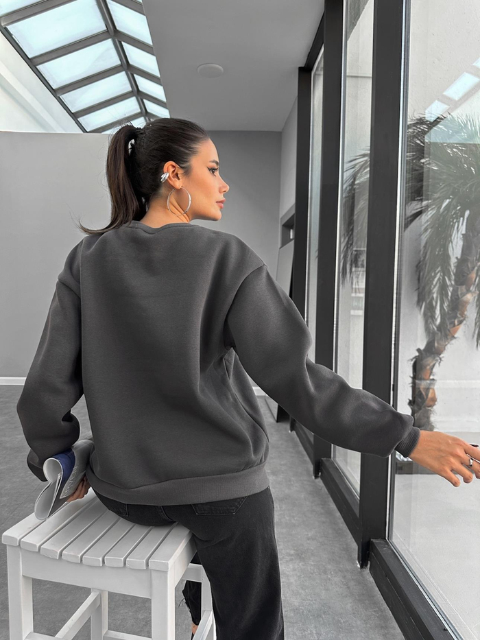 Bisiklet Yaka Oversize Basic Sweatshirt