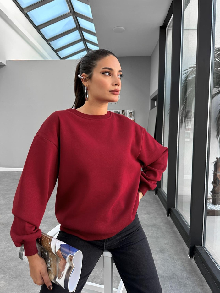Bisiklet Yaka Oversize Basic Sweatshirt