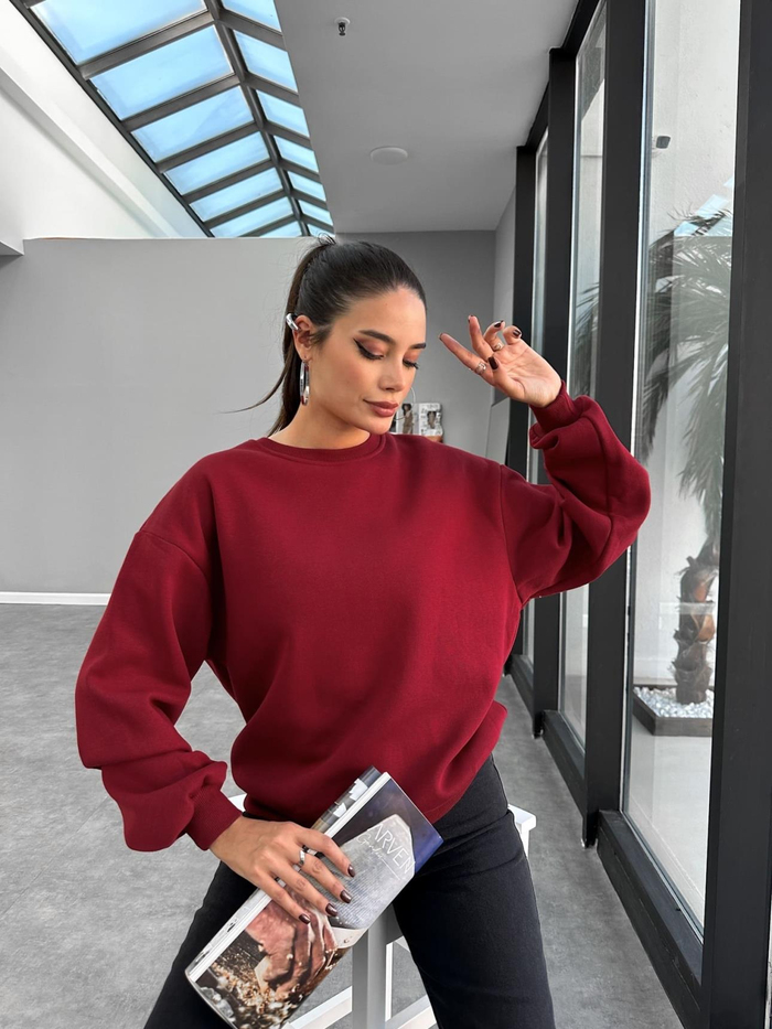 Bisiklet Yaka Oversize Basic Sweatshirt