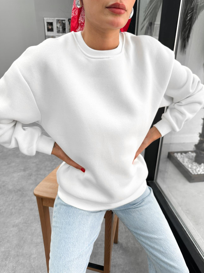 Bisiklet Yaka Oversize Basic Sweatshirt
